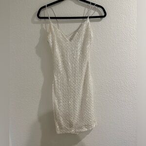 White Sequins Mini Dress
